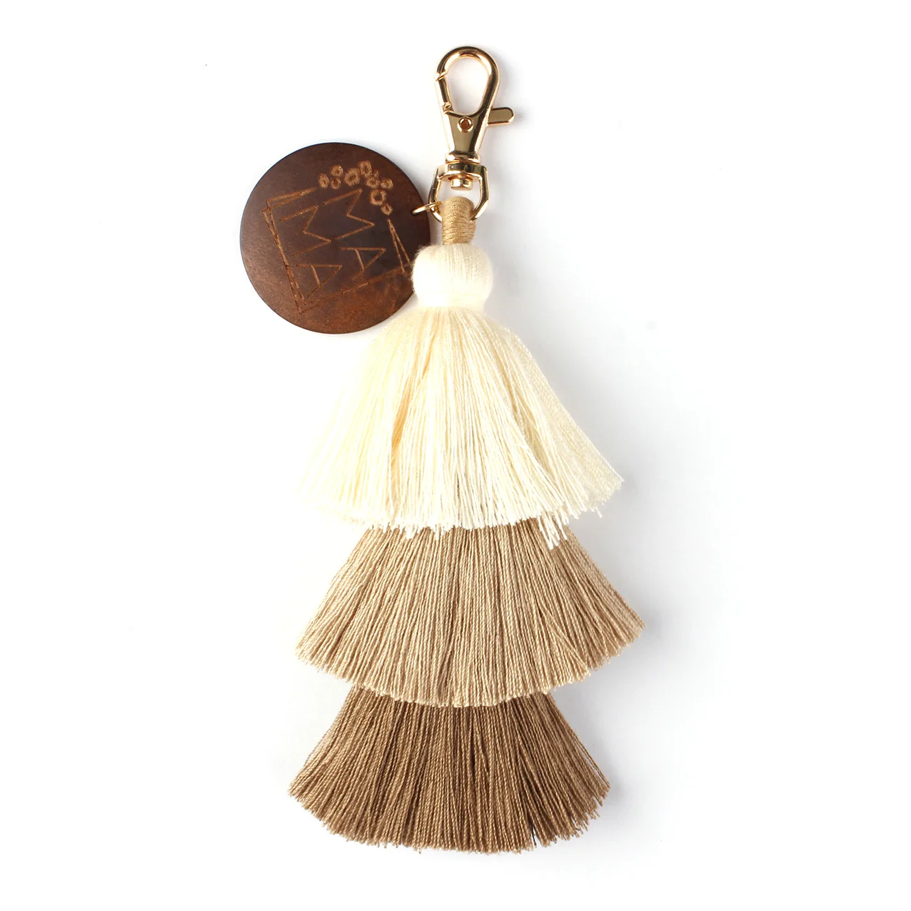 Mother Day Gift 3 Layers Cotton Tassel Keychains for Women Macrame Key Rings Bag Keychain