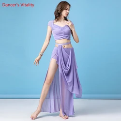 Belly Dance Practice Clothes Female 2021 New Sexy Large Size Beginner Oriental Dance Skirt Mesh for Women Bellydancing Outfit