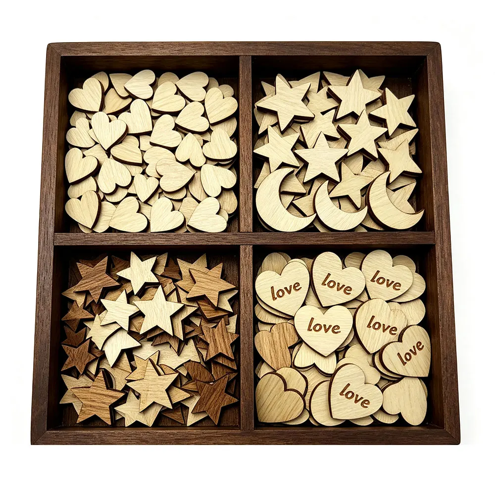 1000PCS 15MM Mini Wooden Love Heart DIY Crafts Table Scatter Scrapbooking Valentines Gifts Decor Rustic Wedding Party Decoration