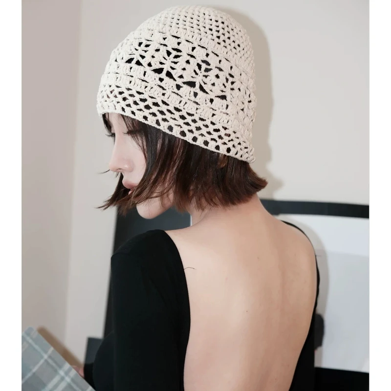 Personalisierte Perlenbesetzte Fransen-Strickmützen für Damen Sommer Herbst Dünne Hohle Vielseitige Lässige Retro Ethnische Stil Pullover-Mütze – Detail 1