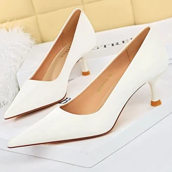 BIGTREE Shoes Kitten Heels 5.5 Cm Women Pumps Stiletto Heels Ladies Shoes Wild Occupational OL Office Shoes High Heels Size 43