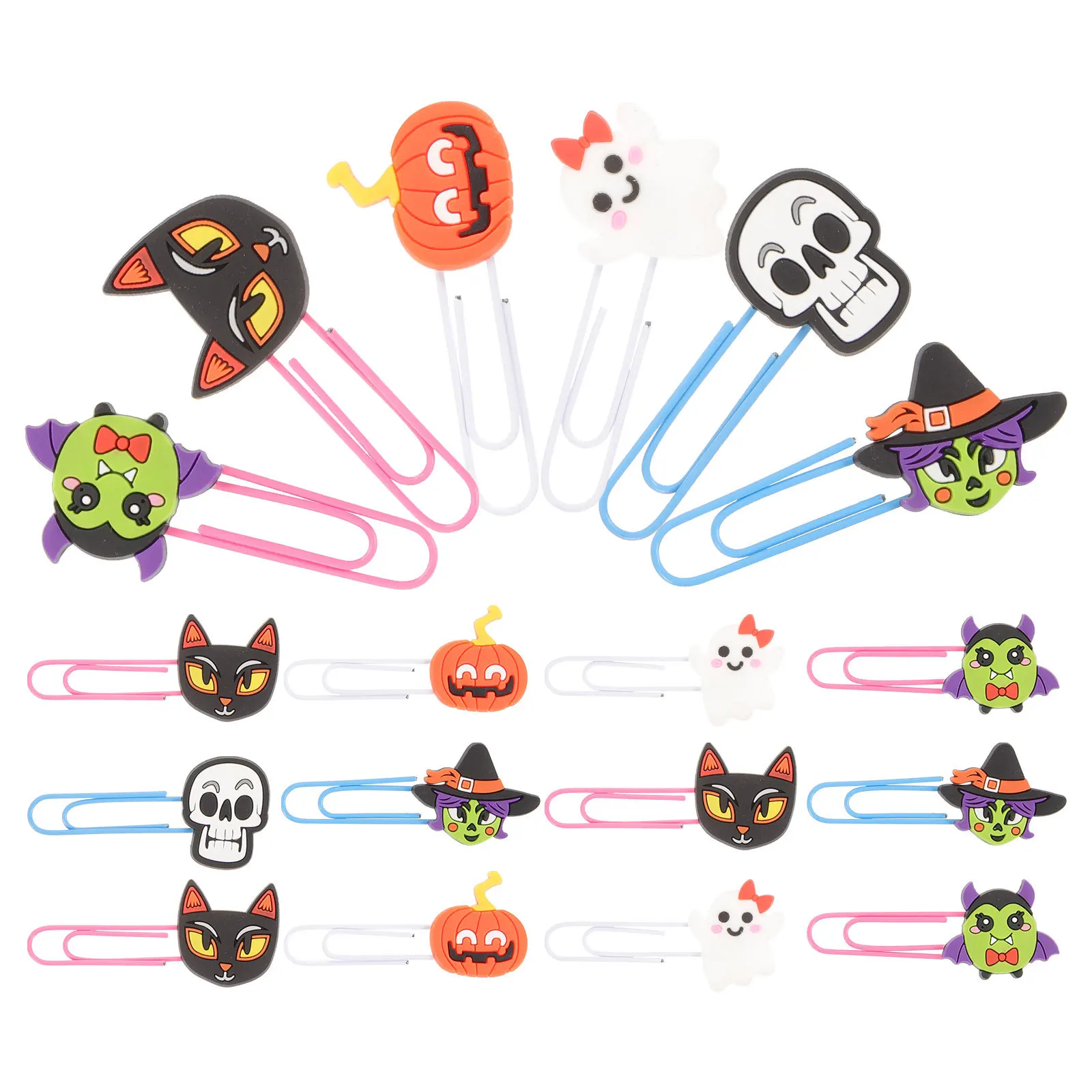 

20 Pcs Skull Paper Clip Halloween Book Marking Clips Bookmark Pendant Gift Set Small Soft Rubber Paperclip