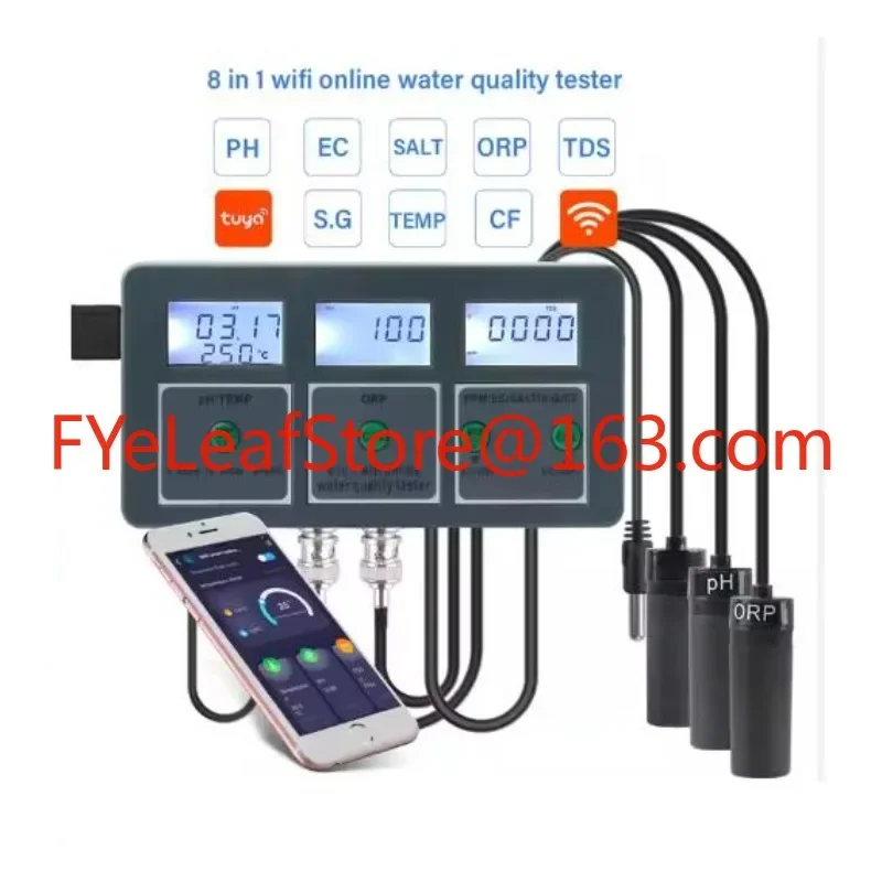 

Wifi 8 IN 1 Salinity Meter ph Meter with Data Logger Function for Landscaping, Hydroponic Plants