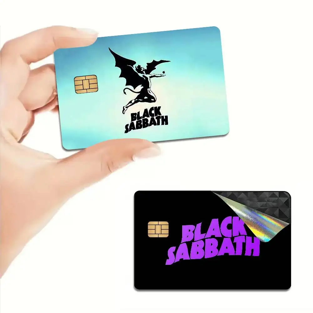 B-Black S-Sabbaths Band 2024 Anime Cartoon Skin Stickers Film Tape Case for Big Credit Debit Card Front Side