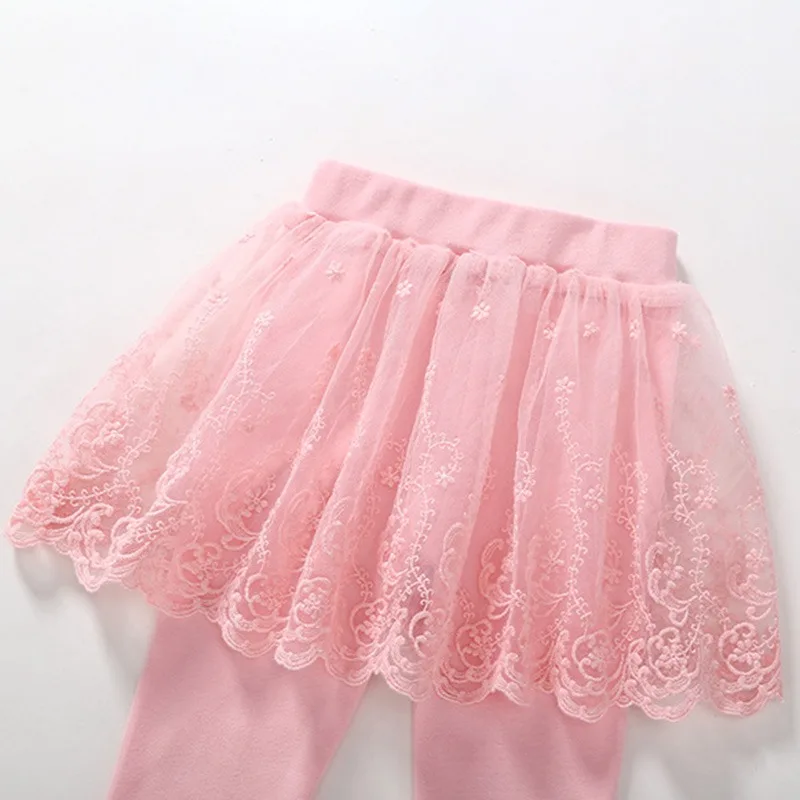 Baby Girls Leggings Kids Lace Princess Skirt Pants Spring Autumn Children Cotton Trousers Girl Solid Color Leggings 1-6Y