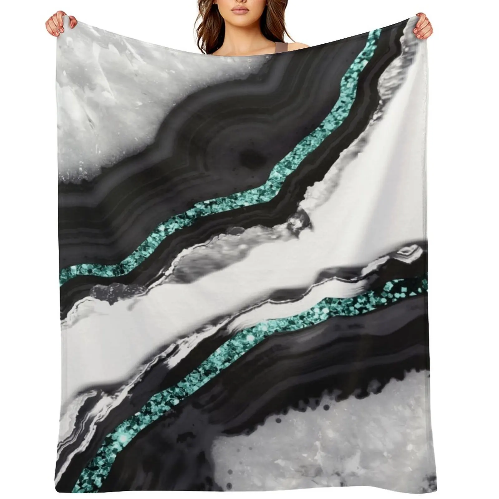 Agate Glitter Glam #16 (Faux Glitter) #gem #decor #art Throw Blanket Luxury Beautifuls Soft Sofa Throw anime Blankets