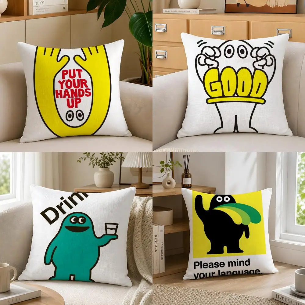 Art P-Please mind your l-language Funda de cojín, funda de almohada, funda de cojín decorativa para sofá, hogar, cama, exterior