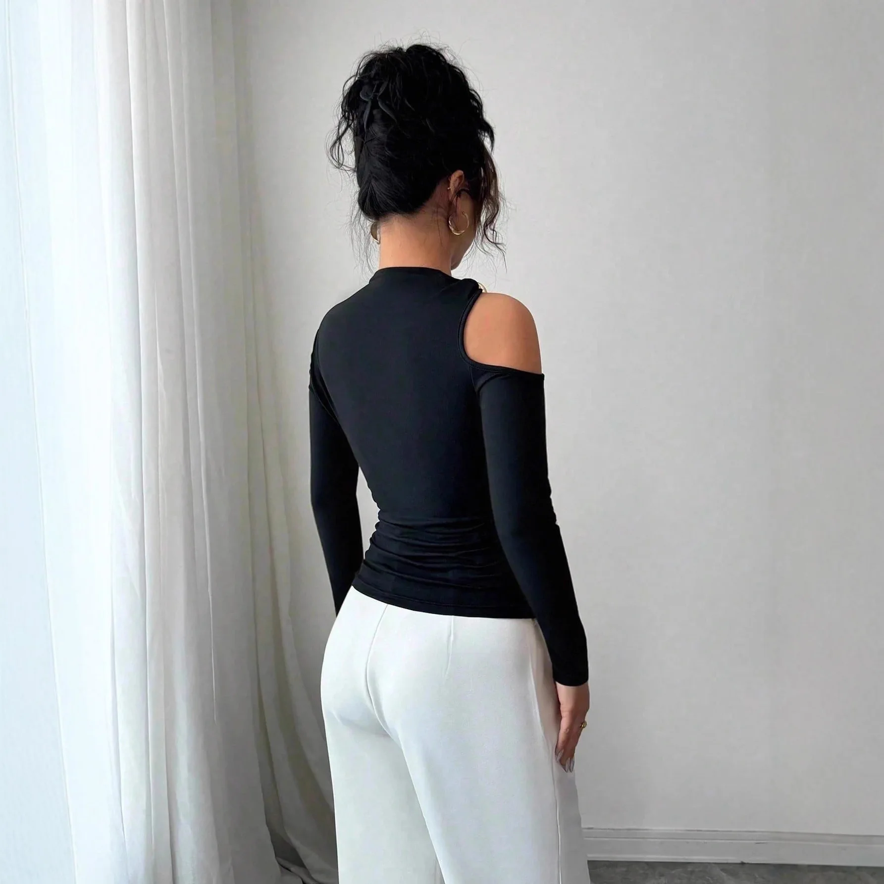 2026 Spring New Asymmetrical Collar One-shoulder Metal Decor Slim Fit Top Birthday Dress Vestidos Luxury Y2k、