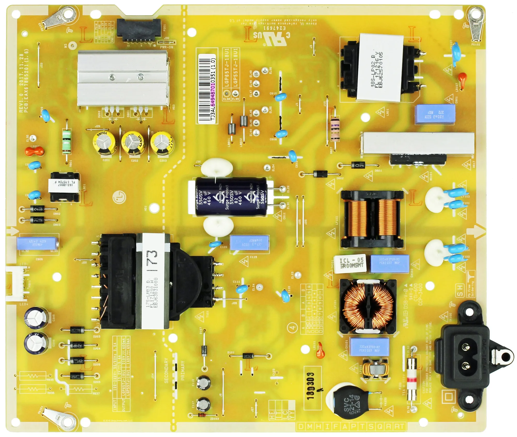 EAX67865201 EAY64948701 Power Supply Board for 55UM6910PUC 55UK6300PUE 55UM7050PLC 55UK6090PUA 55UN6950ZUA 55UN6550ZUA TV