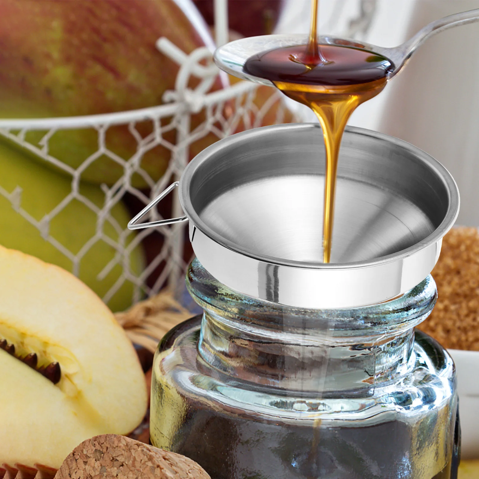 

Mouth Stainless Steel Funnel For Oil Sauce Jam Juice Transfer Kitchen Funnel Kitchen Home Use Dispensing Tool