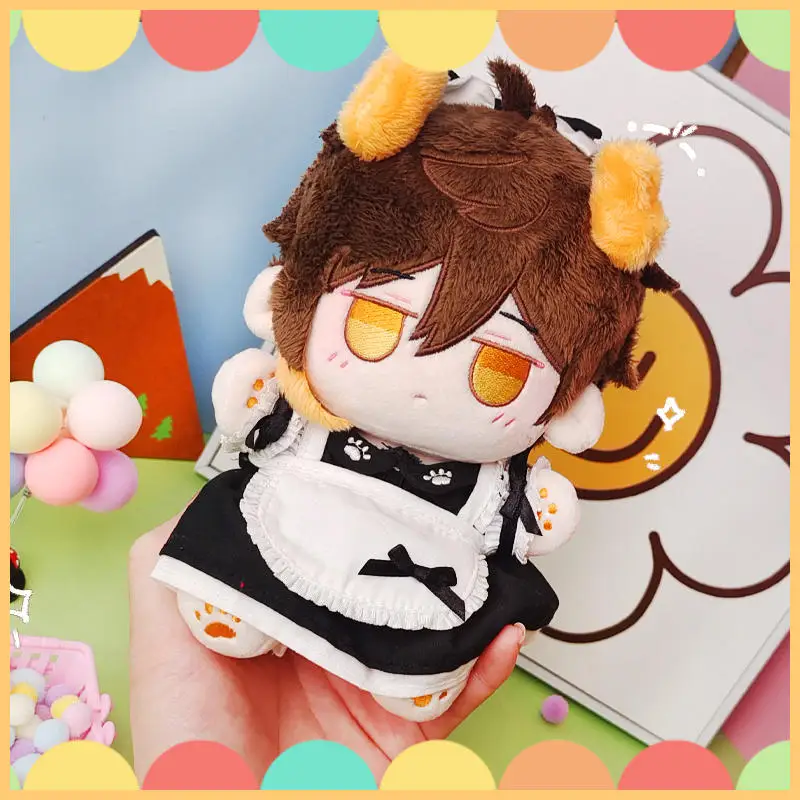 17CM Anime Genshin Impact Zhongli Cosplay Sitting Posture Plush Cotton Body Cartoon Dress Up Sitting Posture Plushie Gift