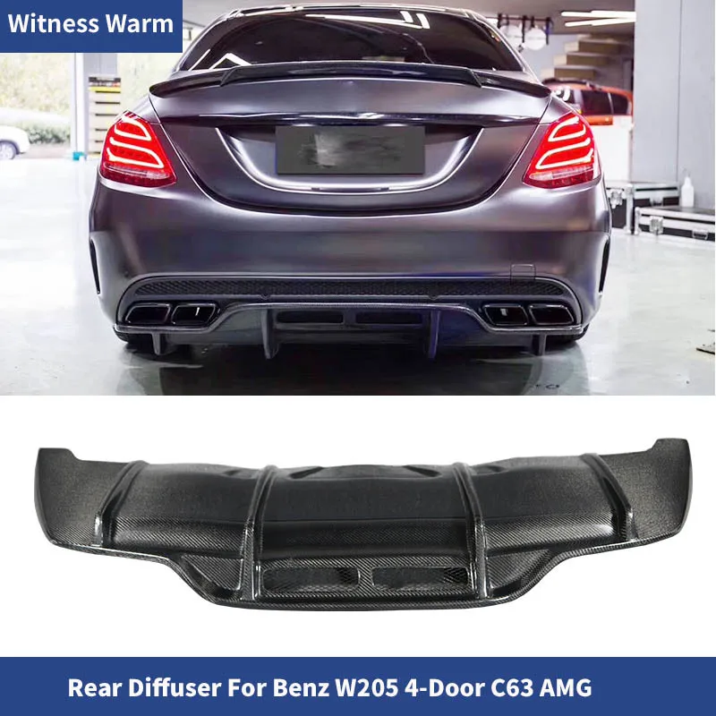 W205 C43 Carbon Fiber Car Rear Bumper Lip Diffuser for Mercedes Benz W205 C63 Amg/sport Bumper 4door 2014-2018