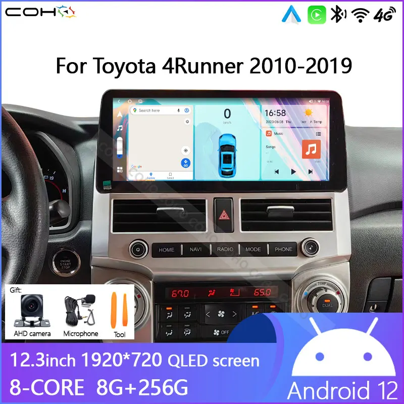 12.3INCH Touchscreen For Toyota 4Runner 2010-2019 Video Play Radio Gps Navigation Android12 8-core 8+256G 1920*720 carplay GPS