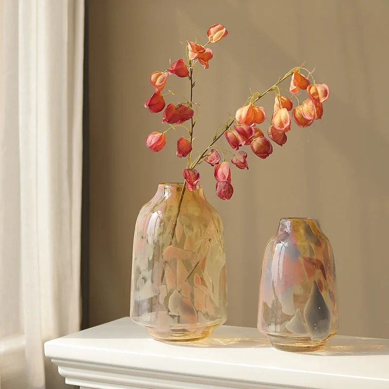

Glass vase ornament French medieval living room desktop flower arrangement model room decoration entrance decoration