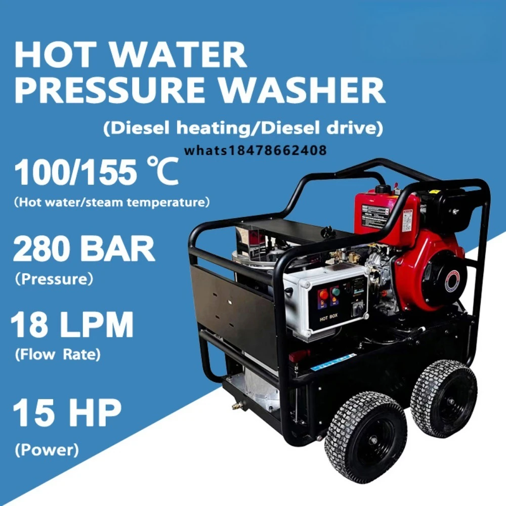 Driven Heated Hot Water High-pressure Cleaning Machine 280Bar Hot and Cold Water Steam for Industrial Oil Removal