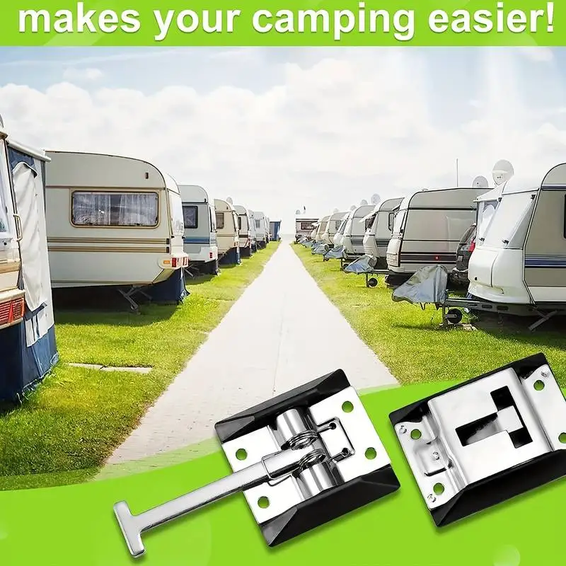 1/2set RV Door Catch Holder Stainless Steel Hardware T Style Entry Door Latch Truck Container Motorhome Campervan RV Accessories