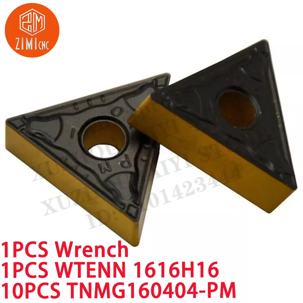 1 قطعة WTENN 1616H16 حامل أداة تحويل CNC مقاس 16 مم + 10 قطع TNMG160404-PM إدخالات كربيد التحويل مخرطة معدنية ميكانيكية أداة قطع