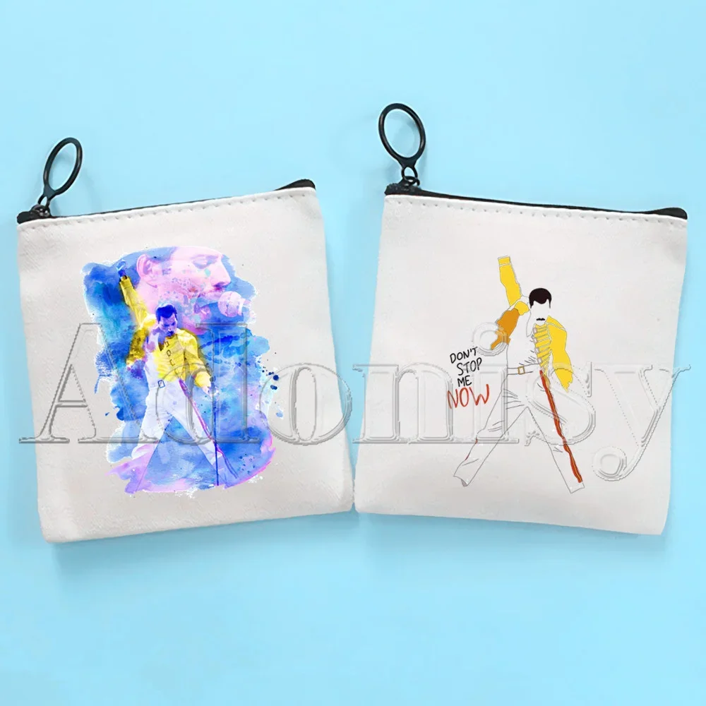 Freddie Mercury Cute Solid Color Canvas Coin Purse Small Fresh New Zipper Key Bag Hand Gift Bag