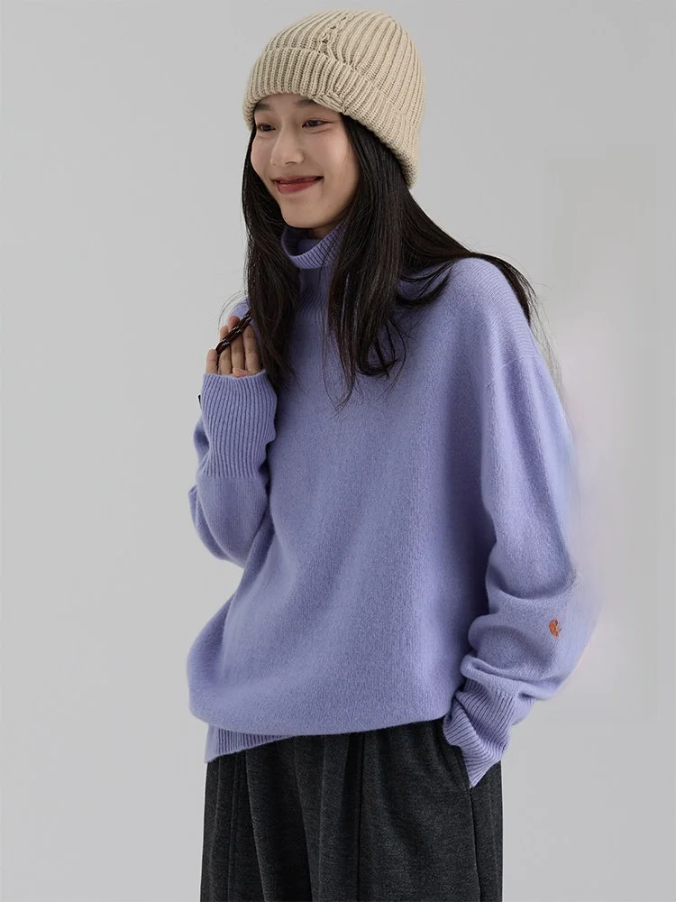

Dwind2025 Autumn Winter Women's High Ne Knitted Sweater Sl One-Piece 00 Wool Base irt Korean Sle Loose Fit
