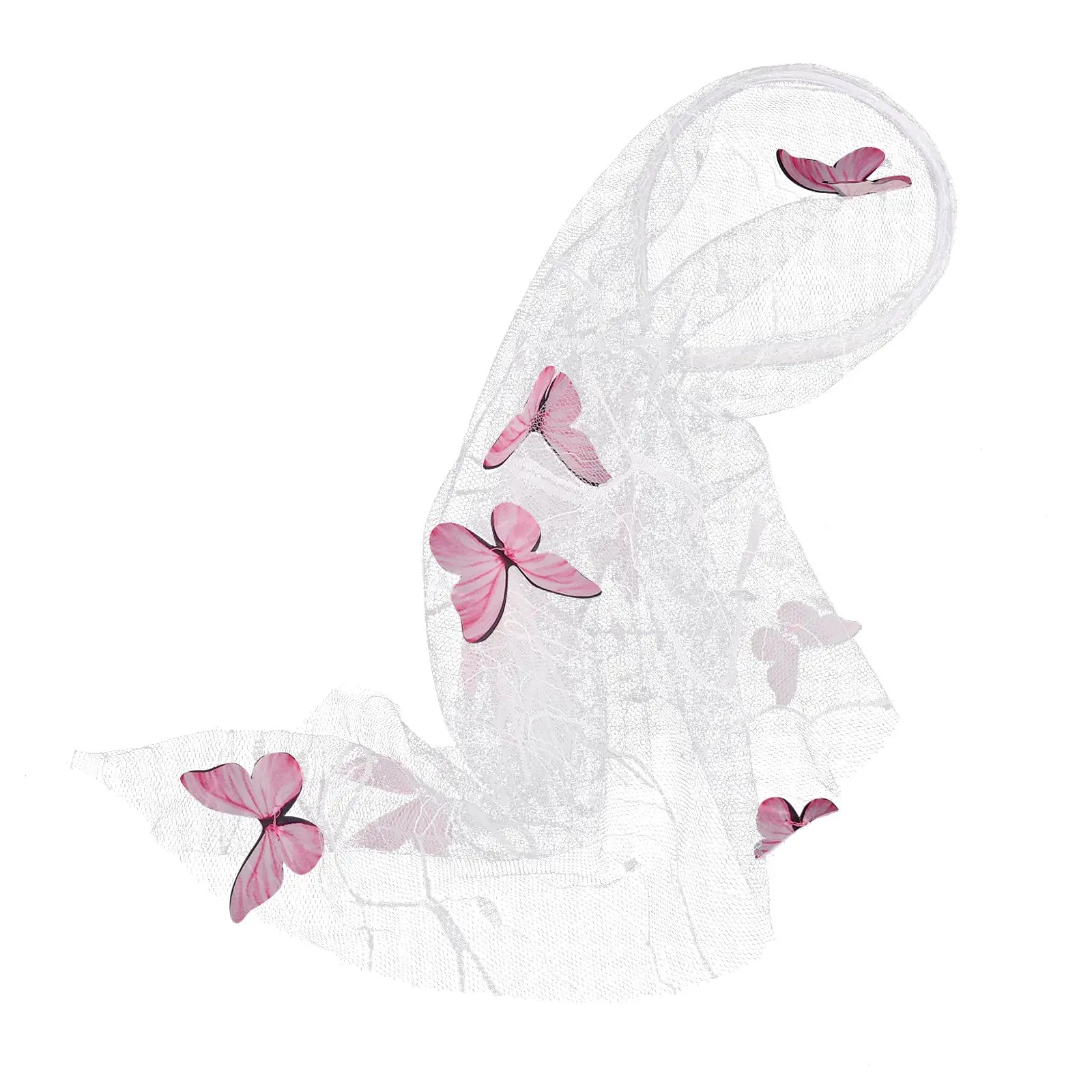 Bridal Headwear 3d Butterfly Veil Lightweight Tulle Wedding Accessory Bachelorette Party Headband Shower Face Mask Coverage