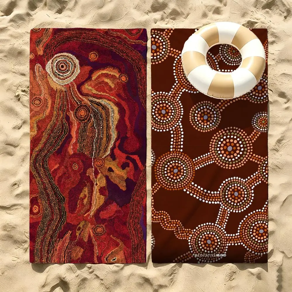 A-Australian Aboriginal Art Towel Microfiber beach towel, quick-dry, sand-free, ultra-fine fiber, super soft.