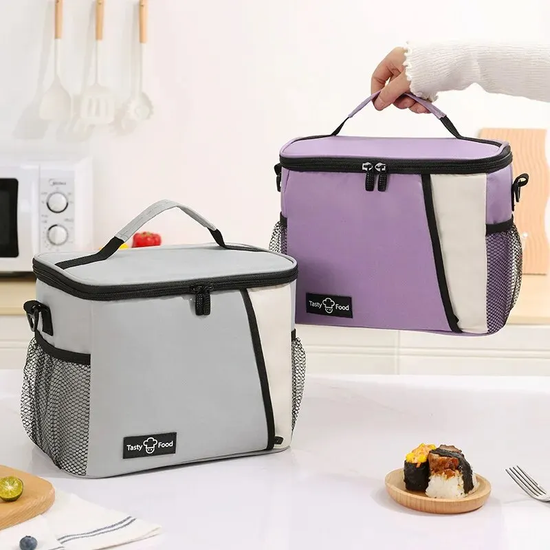 Portable Hand-held Lunch Bag with Shoulder Strap Outdoor Picnic Bag Cooling Thermal Food Bag Student Leak-proof Lunch Bag