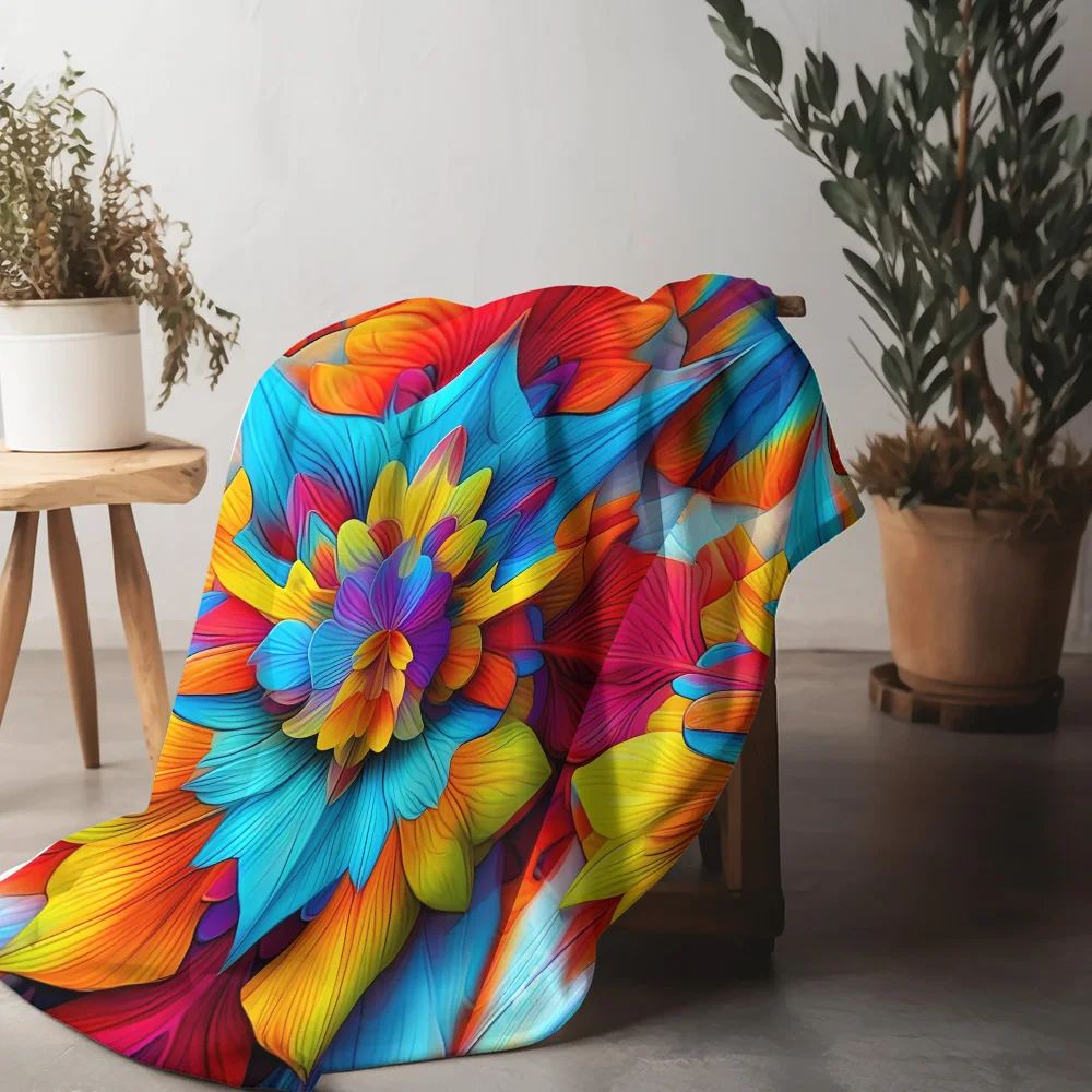 생생하고 다채로운 추상 꽃무늬 프린트 담요 소파 침대 커버 장식용 담요 선물 아이디어