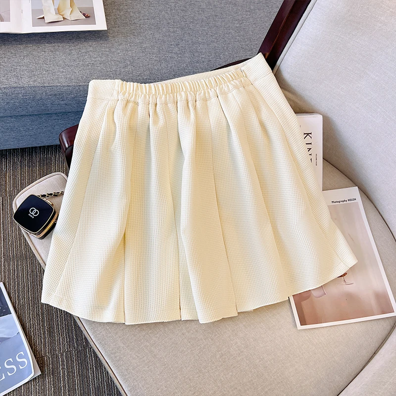 Plus-size women\'s summer casual skirt pure color belt lined with party commuter home skirt polyester fabric large size skirt 6XL