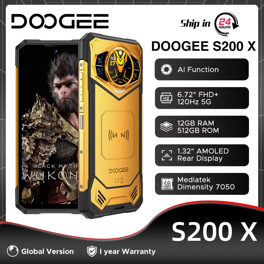 Versión Global DOOGEE S200 X 5G 32GB 512GB teléfono resistente 6,72 "FHD + 120Hz pantalla MTK dimensión 7050 10100mAh batería grande NFC