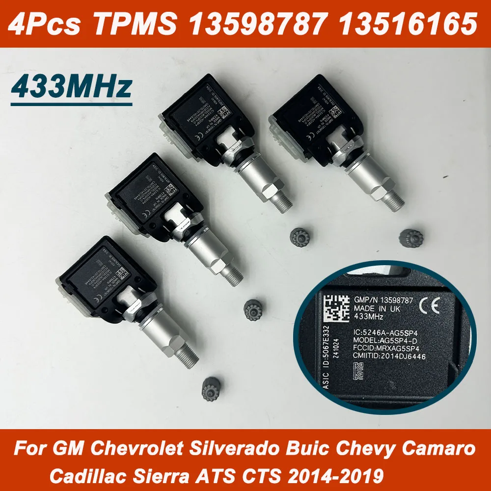 4Pcs OE 13598787 13516165 Tire Pressure Sensor 433Mhz TPMS 13589602 13540598 For Chevrolet Camaro Buick Cascada Cadillac ATS CTS