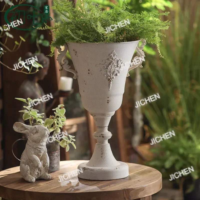 

Ваза для декора стола во французском стиле, для улицы и двора, для сухоцветов, ретро, винтажные изделия ручной работы, цветочный горшок, подставка для украшений