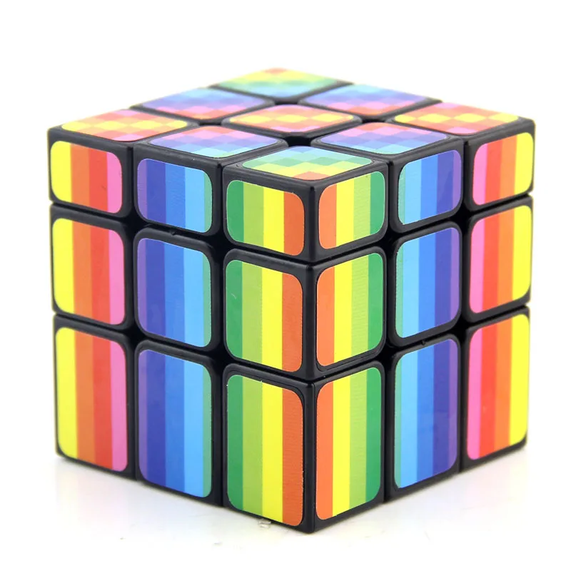 FanXin Rainbow Color Stricker Mirror 3x3 Cube 3x3 Velocidade profissional Magia Quebra-cabeça Twisty Brain Brinquedos educativos Fidget Cube