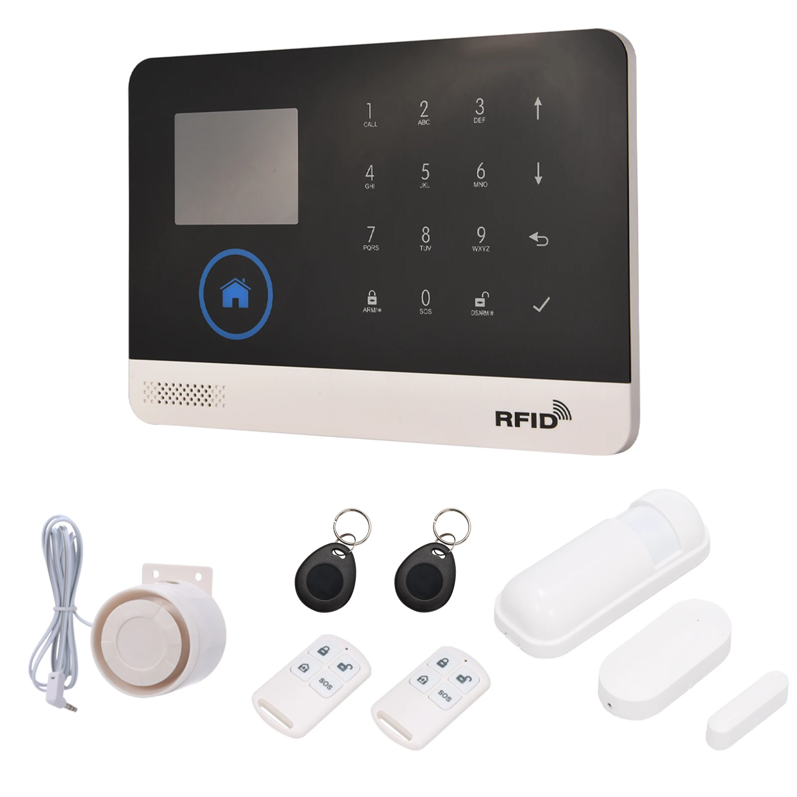 433MHz Wireless WIFI + GSM Auto-dial Alarm Security System LCD Display Door Sensor PIR Motion Sensor Phone APP Remote Control Co