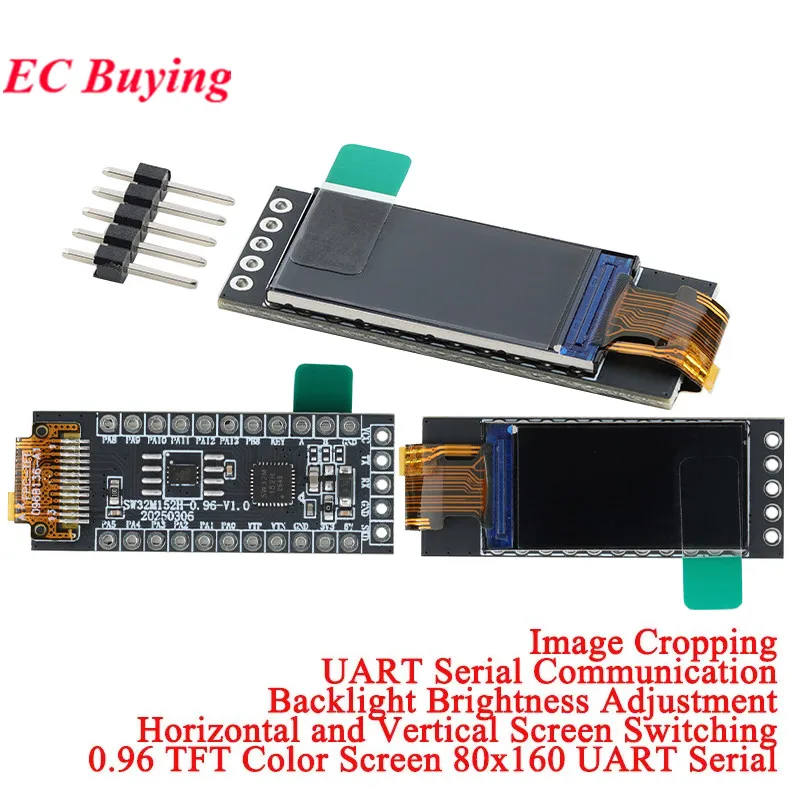 0.96 Inch 0.96 TFT Color Screen Serial LCD Display 80160 SW32M55A4 MCU Development Board Horizontal and Vertical Screen Bare