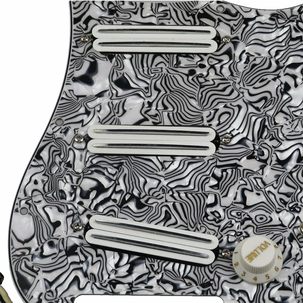 Pickguard with White Pickup Humbucker Pre-Wired Versatility for Guitar Black & White Zebra