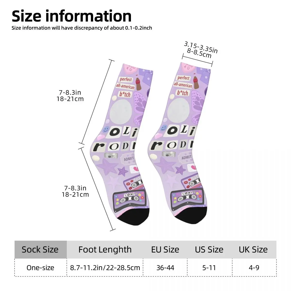 Olivia Vampire Rodrigos Sour Designs Socks Men Women Polyester Casual Socks Novelty Spring Summer Autumn Winter Socks Gifts