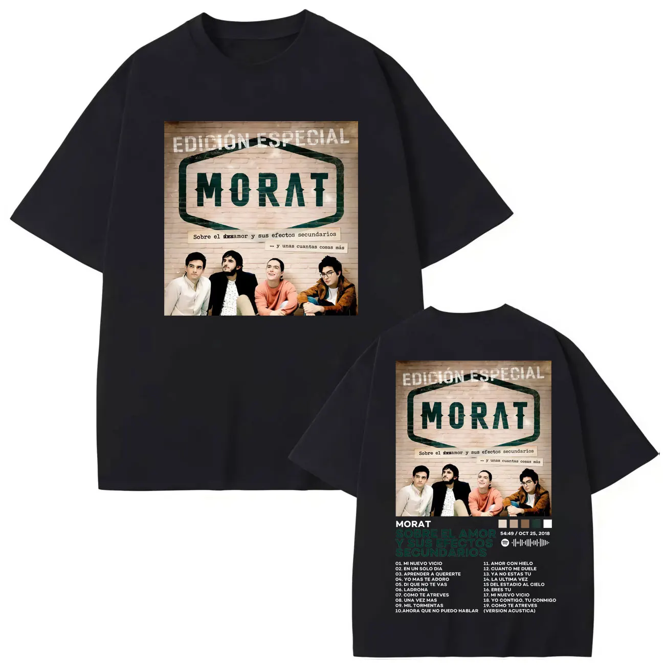 

Colombia Band Morat Album Double Sided Graphic T Shirts Fashion Hip Hop Short Sleeve T-shirt Men Women Casual Cotton T-shirts