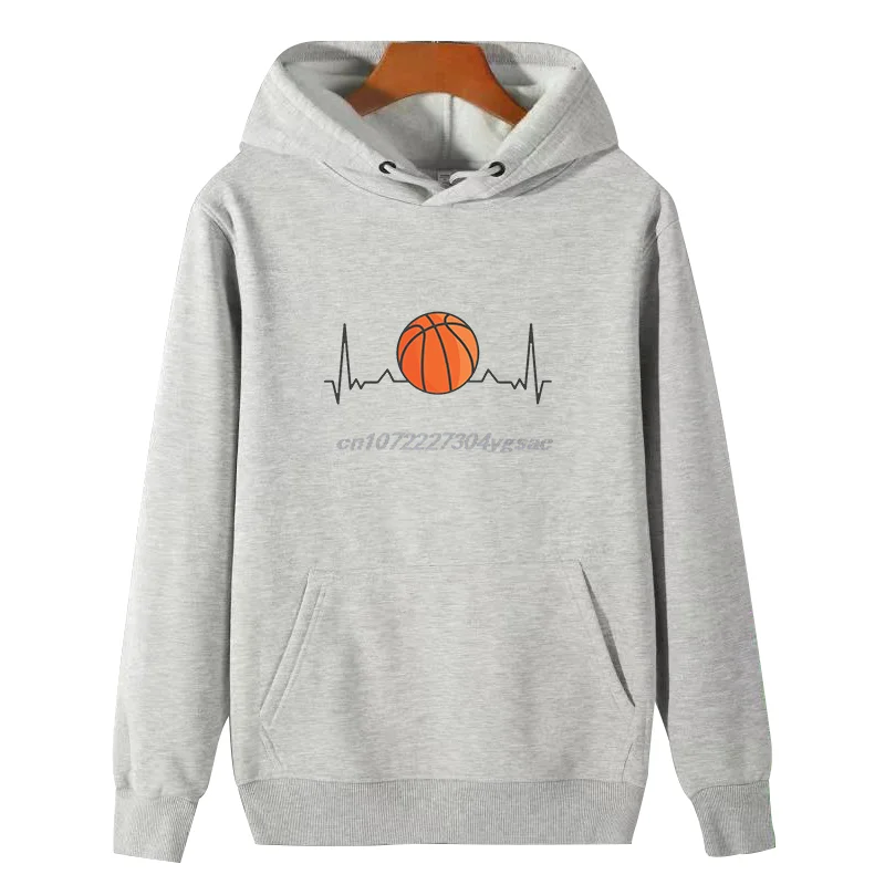 Basketball Heartbeat Funny Graphic Hooded Sweatshirts Winter Essentials Hoodie Pullovers Thick Sweater Hoodie Male Clothes