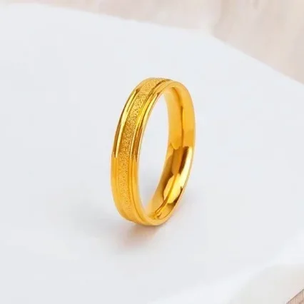 

New frost gold female ring au999 ring men and women pure gold 24K couple ring smooth ring jewelry gift mens ring