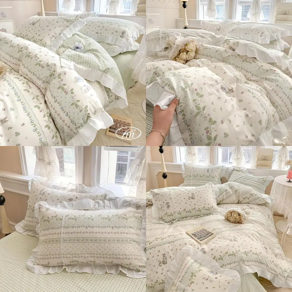 

Green Leaf and Cute Rabbit 3-Piece Queen Comforter Set with Pillow Shams