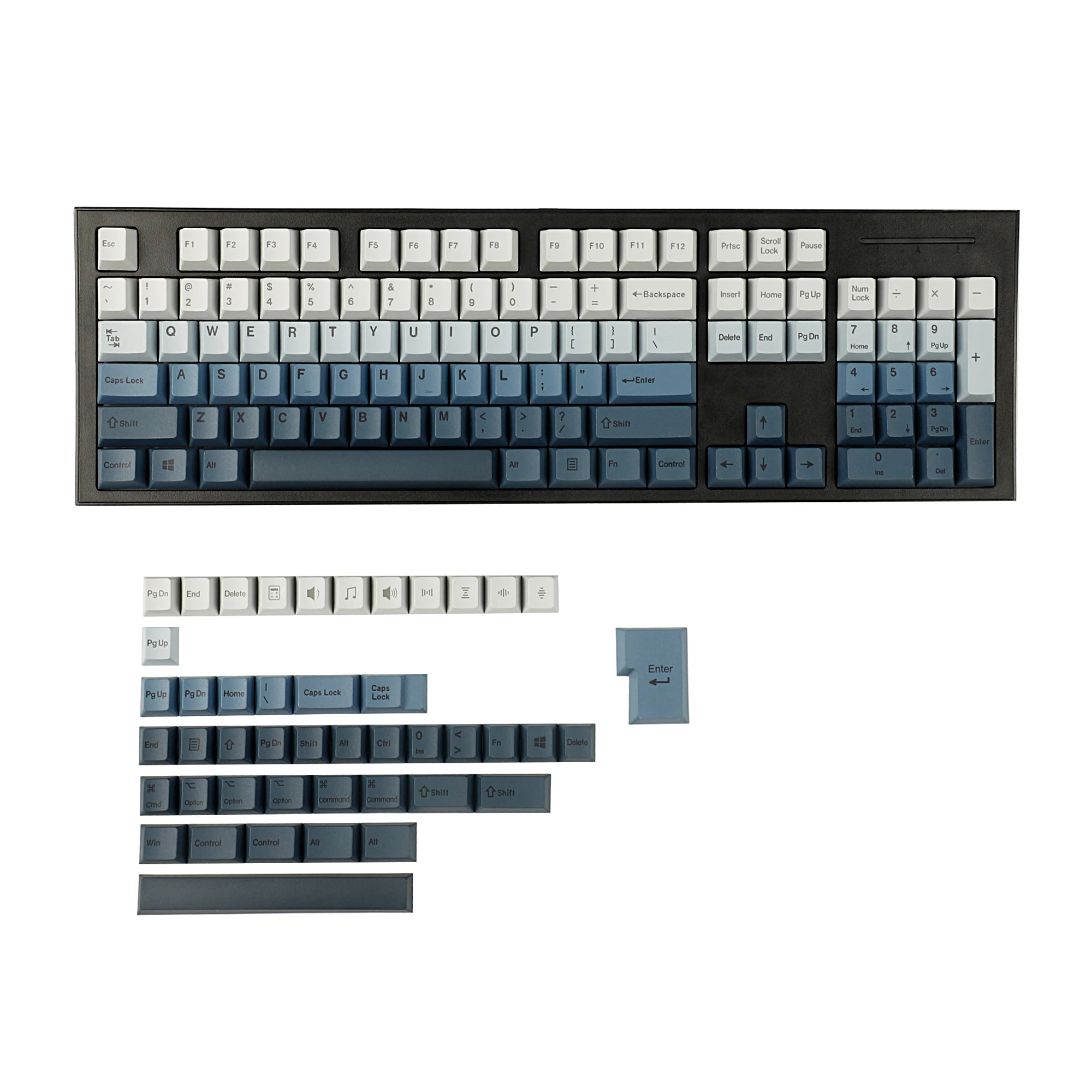 1.8mm Thickness PBT Gradient Keycaps Cherry Profile Dye Sub Mac Keyset For ANSI ISO 104 TKL GK61 96 75 GMMK NCR80 Mx Keyboard