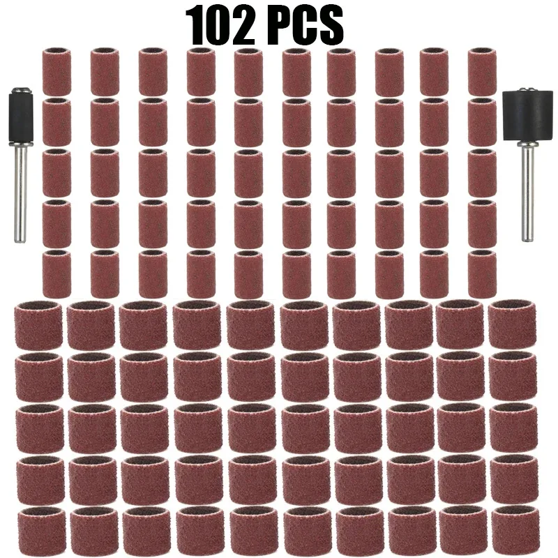 

102pcs/set 80Grit Sanding Drums Kit Sanding Band 1/2 1/4 Inch Sand Mandrels Fit for Dremel Nail Drill Rotary Abrasive Tools