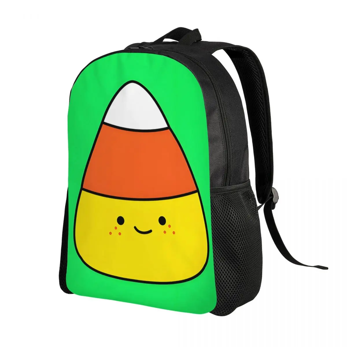 Custom Happy Halloween Cute Corn Candy Backpack for Women Men School College Students Bookbag Fits 15 Inch Laptop Bags