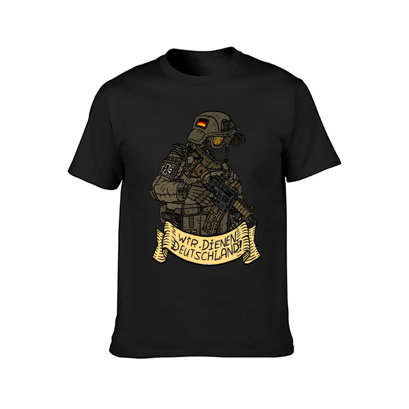 german bundeswehr soldier, armed forces of germany. with motto. T-Shirt oversized sports fans mens vintage t shirts