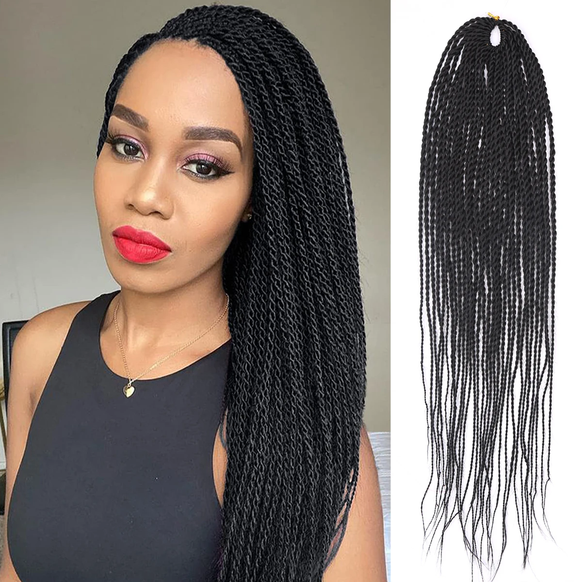 26Inch 30Roots/Pack Crotchet Braids 5Colors Synthetic Senegalese Twist Braiding Hair Braids Ombre Braiding Hair Extensions