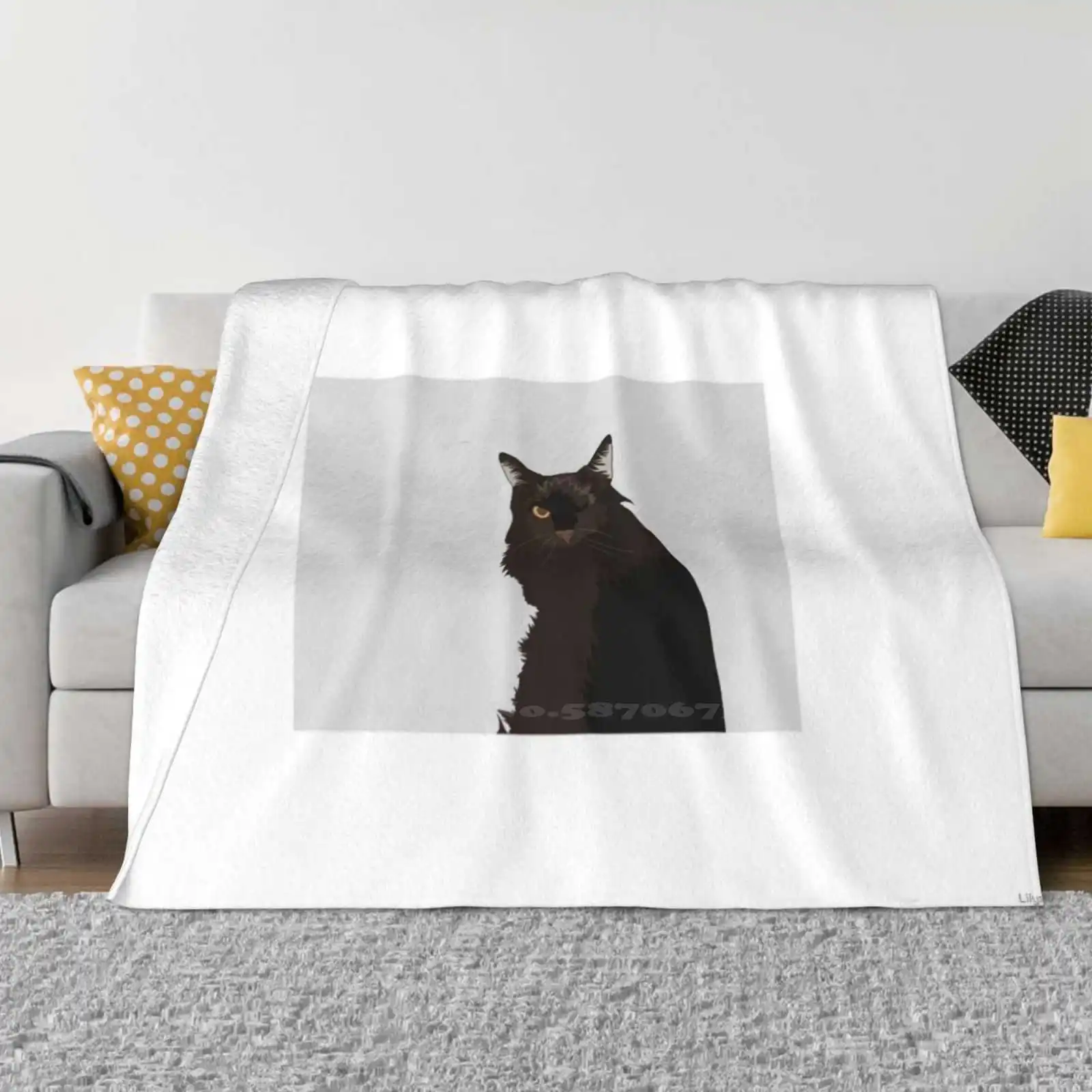 Cute One-Eyed Cat! Super Warm Soft Blankets Throw On Sofa/Bed/Travel Kitty Cat Oneeye Kitten Drawing Costumemade Digitalart