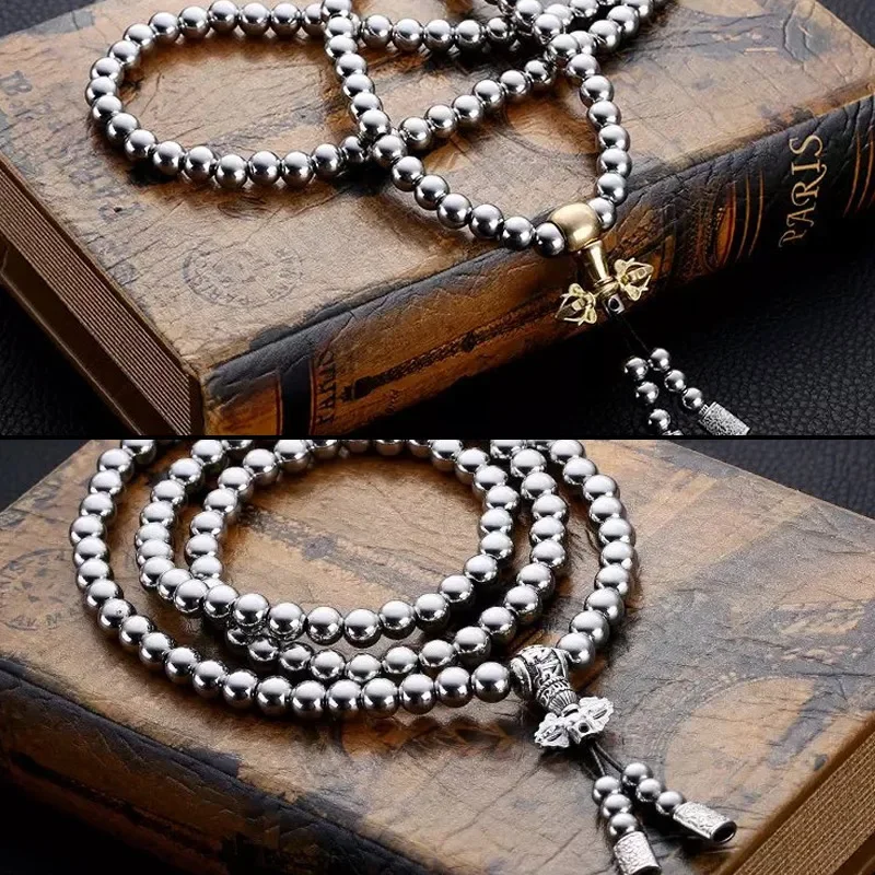 Imagem -05 - Tactical 10 mm Steel Chain Buddha Beads Auto-defesa Mão Pulseira Colar Edc Ferramentas ao ar Livre Auto Proteção Sobrevivência