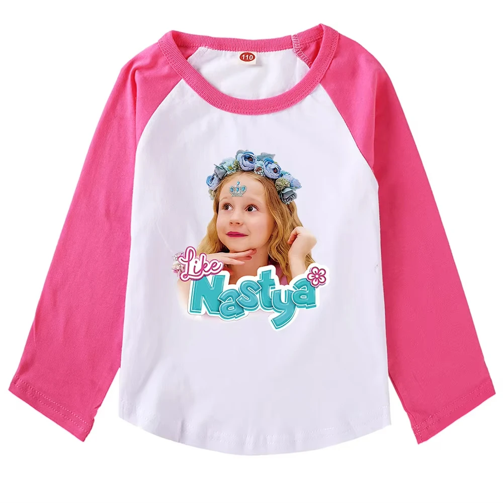 2025 Spring Summer Long Sleeve T-shirt Children's Clothing Kids Graphic Pullover Russian Like Nastya Boys Girl T-Shirts O-Neck