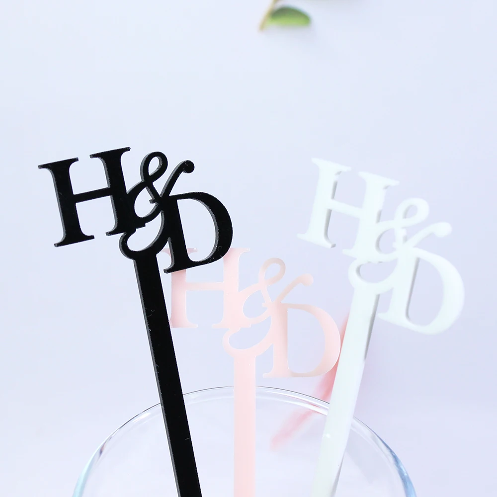 30/50/100PCS Personalized Acrylic Stirrers, Custom Drink Stirrers, Wine Charms Swizzle Cocktail Sticks,Initial Drink Stirrers