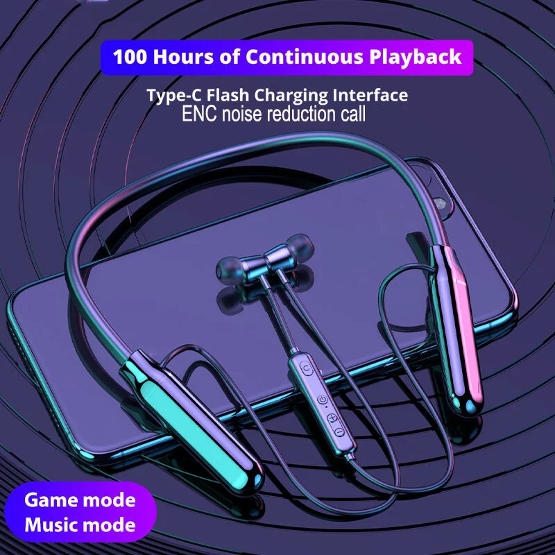 

IPX5 Waterproof Sports Wireless Bluetooth Headphones ENC Noise Reduction 9D Stereo Long Battery Life HIFI Hanging Neck Earphones
